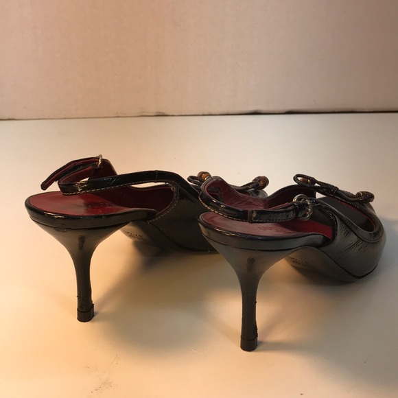 Gucci Black SlingBack OpenToe Leather Heels Sz 7.5 - Picture 5 of 8